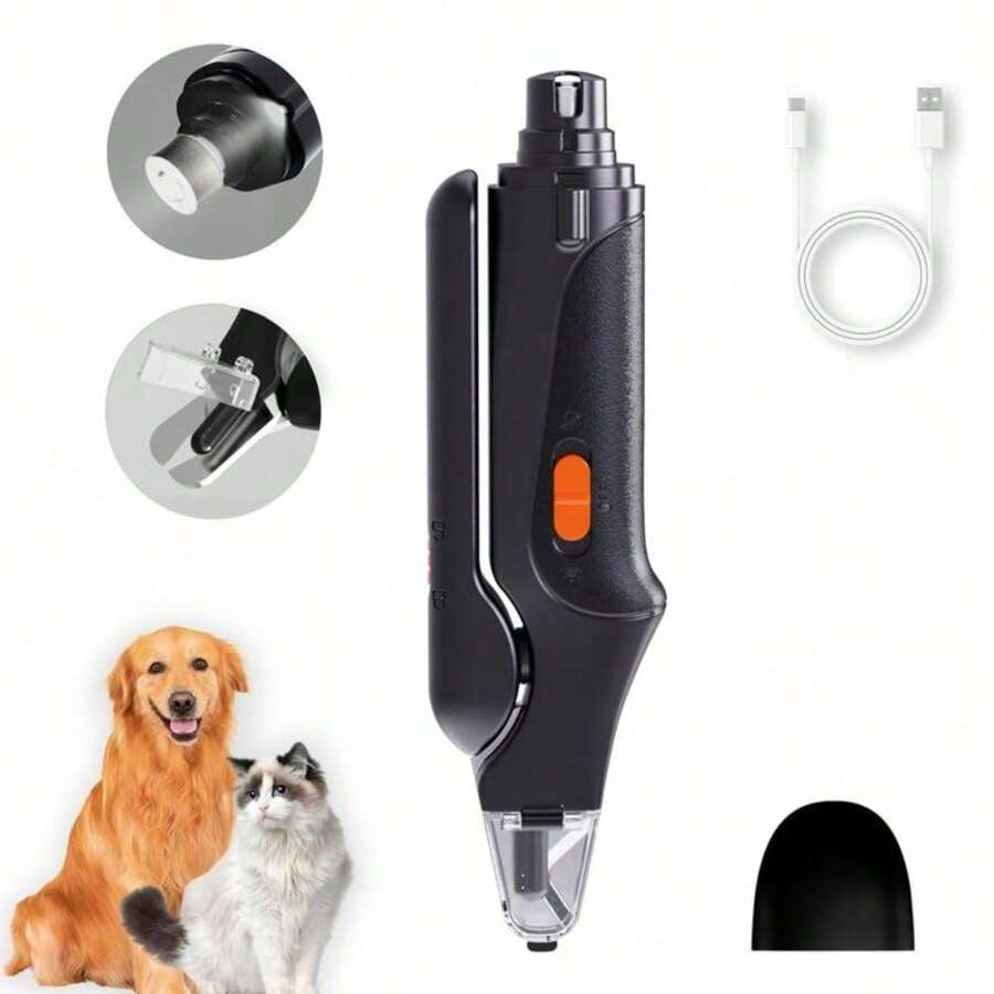 Dog Nail Clipper Trimmer, Ultra Quiet Electric Nail Set, Rechargeable, Suitable For Trimming Toes And Claws Of Dogs And Cats Of All Sizes - 白色 - 查看 1