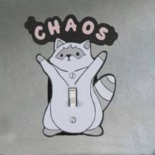 1 件可爱浣熊设计灯开关面板，俏皮风格点亮家居空间，安全材质，实用美观，优质生活选择