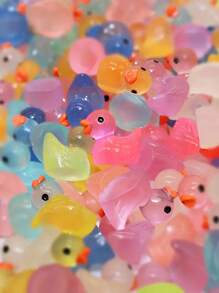50pcs Luminous Resin Mini Animals, Glow-In-The-Dark Ducks & Figurines, Suitable For Garden, Party, Miniature Landscape, Aquarium, Dollhouse Decor (Random Design) Outdoor Decor Garden Decor Home Decor