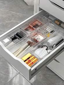 7pcs/Set Transparent Drawer Storage Box, Makeup Organizer, Multifunctional Storage Box, Ideal For Bathroom Vanity, Holds Makeup Brushes, Pencils, School Supplies, Display Tray Stand, Suitable For Vanity And Bathroom Counter, Home Decor - Multicolor - View 5