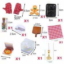 Dollhouse Mini Kitchen Accessories, Baking Tools Model Parts, Mini Hand Mixer, Sweet Box, Egg Tray, Miniature Kitchen Food Toy, Baking Scene BJD Mini Cookies, Bread, Cooking Gloves, Apron