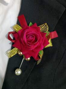 天鹅绒玫瑰花胸针，逼真的翻领花，适合活动、会议、婚礼、招待会 - 彩色 - 查看 10