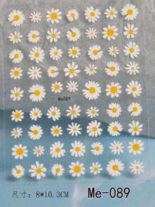 1 PIEZA Pegatinas de arte de uñas 3D con flores margaritas en relieve, deslizadores de uñas, calcomanías, pétalos de flores blancas de margaritas, decoración de uñas con pegamento en la parte posterior