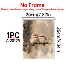 1 bức tranh vải canvas phong cách cổ điển hình chú chim non màu nước trên cành cây có khung gỗ - tông màu trung tính, nền có họa tiết, tranh treo tường sẵn sàng để trang trí phòng khách và phòng ngủ, quà tặng lý tưởng, đồ trang trí chim - 1 cái - Xem 12