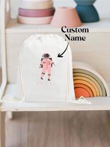 Customized Astronaut Element Drawstring Backpack, Unisex Sports Backpack, Women's Drawstring Shoe Bag Travel Storage Bag, Customized Letter Pattern Gym Bag, Men's Lightweight Drawstring Bag Travel Bag Cloth Bag Dustproof Storage Bag Outdoor Luggage Bag Sports Bag, Student Sports Backpack, School Bag Bundled Handbag, Daily Popular Drawstring Backpack