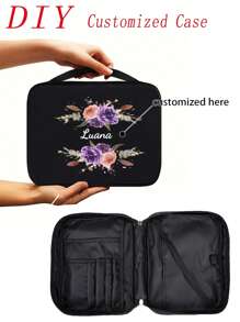 Customizable Image/Photo/Signature/Print Cover For Women/Men Portable Zipper Stationery, Personalized Gift - Multicolor - View 1