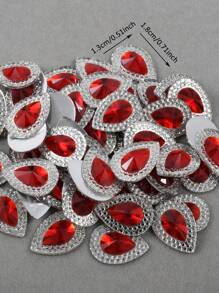 50pcs/Pack, Dual Color Resin Rhinestones, 13*18mm Teardrop Resin Rhinestones In Red And Blue, For Clothing Accessory Decoration, DIY