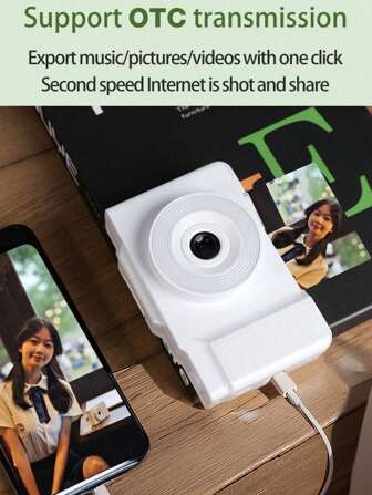 1080P FHD 48MP 紧凑型数码相机，配备防抖、32GB 卡、16 倍变焦、USB 充电、补光灯、白色/绿色/黑色 - 青少年的理想圣诞节和生日礼物