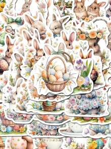 SCXXBSW 50pcs Easter Egg Bunny Cartoon Graffiti Sticker Decoration Water Cup Notebook Luggage Waterproof Sticker - Multicolor - View 12