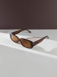1 par de gafas de mujer de estilo minimalista y colegial, con diseño cuadrado estrecho, adecuadas para uso diario