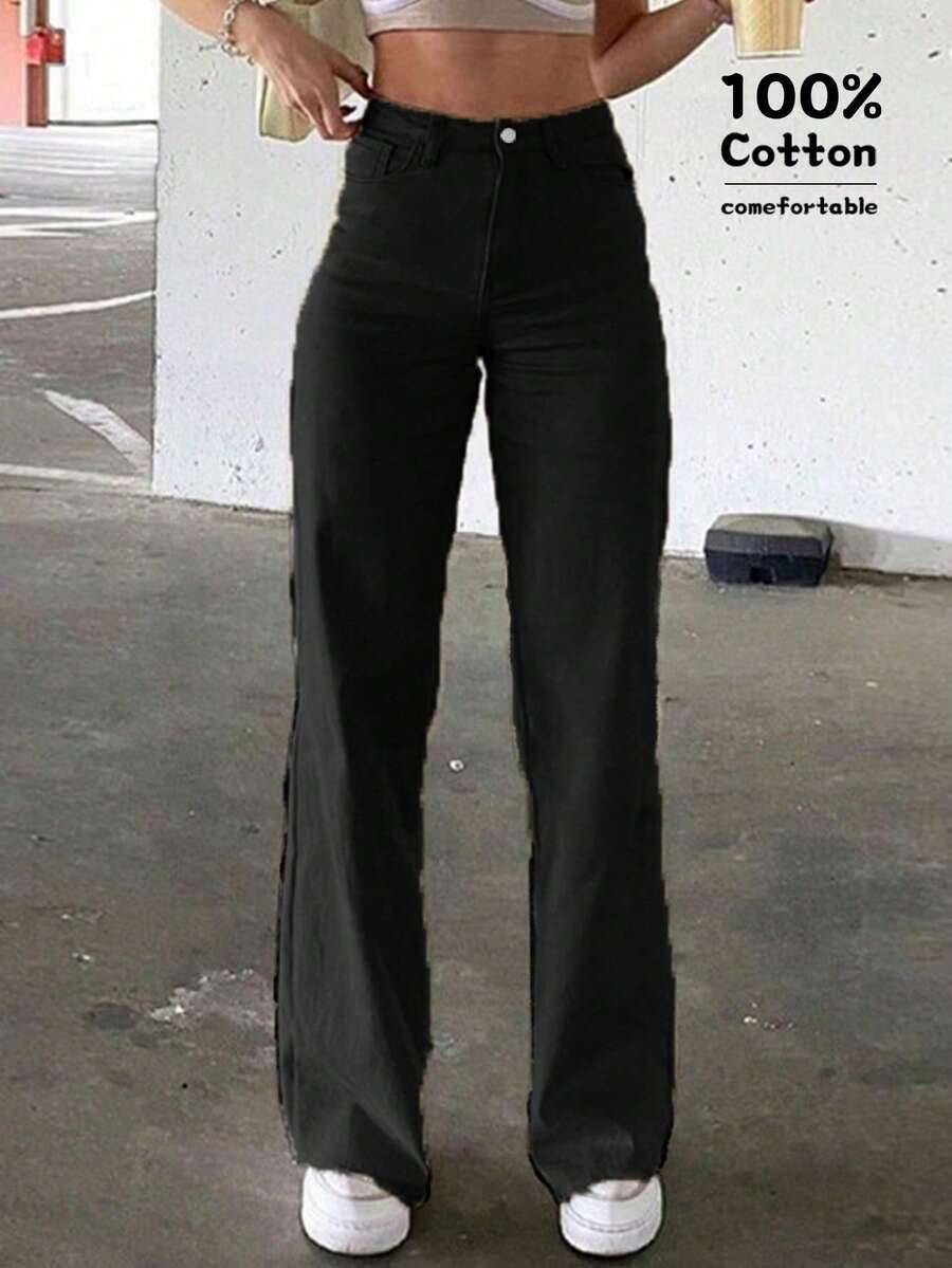 Y2K Music Festival Style Women Solid Color Belt Loop Straight Leg Casual Fashion Streetwear Sporty Long Pants