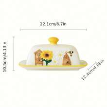 Spring Ceramic Bee & Sunflower Butter/Snack Plate, Decorative Dessert Dish, Western Dining Tableware - Multicolor - View 11