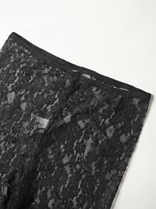 Women's Sexy Lace 2-Piece Outfit - Night Clubwear  Lace Tube Top Mini Dress Top With Stockings Set Lace  Leggings Set, Perfect For Birthday, New Year, And Valentine's Day - 黑色 - 查看 8