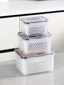 Set da 9 pezzi di organizzatori per frigorifero - sistema versatile da cucina impilabile per frutta e verdura | 3 coperchi, 3 cestini, 3 scatole con vassoio di drenaggio