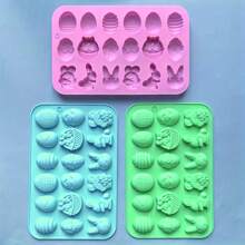 1 pieza de molde de silicona de huevo de Conejo de Pascua de color aleatorio, molde para caramelos, gelatinas, pasteles, gofres, rosquillas, chocolates, molde de pastel con forma creativa, molde para velas, molde para hacer jabón, artesanía con arcilla, multiusos para manualidades