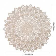 1 件/4 件/6 件/8 件孔雀羽毛激光切割防水圆形餐垫，耐热防滑 PVC 餐桌垫，适用于派对、婚礼、节日装饰 - 孔雀羽毛餐墊 - 查看 3