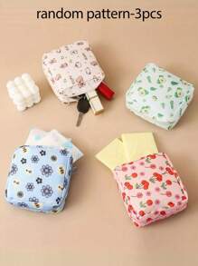 Sanitary Napkin Storage Bag, Portable Cosmetic Lipstick Bag, Cosmetic Lipstick Bag, Large Capacity Waterproof Cartoon Design, Coin Purse, Girl Cash Bag, Waterproof Cloth For Storage Of Sanitary Napkins And Pads