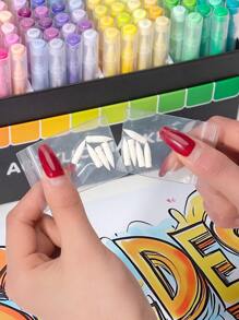 200colors 1set Straight Liquid Acrylic Colour Markers, Water-Based Brush Tip Markers For Rock, Wood, Fabric, Plastic, DIY Crafts – Fine Point Acrylic Markers For Office, Study & Art Supplies –Ideal For Gift