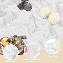 1pc White Chiffon Table Cloth, Bohemian Sheer Fabric Table Cloth, Thin Transparent Table Runner, Suitable For Baby Shower, Wedding, Bride, Birthday Party, Dinner Table Decor