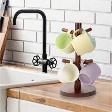 Wood Mug Tree 1 Pack, Steady Mug Organizer Stand For Countertop, Mug Holder For Coffee Bar Accessories And Décor Organizer Station(MH271)
