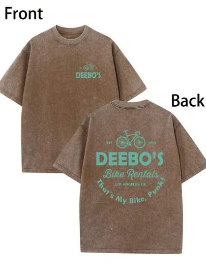 1 Piece, 230G Double-Sided Washed, Friend, It Is My Bicycle Printed T-Shirt, High-Quality Wax Printed Cotton Retro Fashion Brand T-Shirt, With A Certain Thickness Suitable For Summer T-Shirts, Holiday Gift