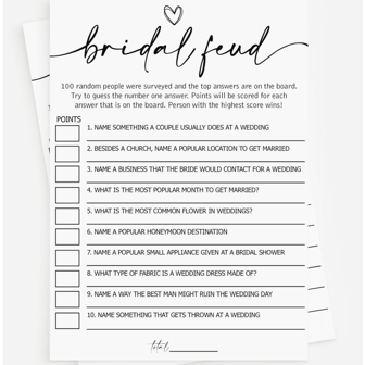 20张新娘送礼会游戏谁最了解新娘卡片，婚礼、新娘送礼会和单身派对的趣味活动