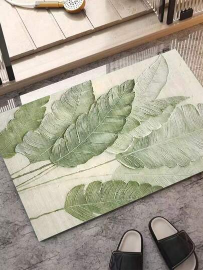 1pc Brown 2-Flower Silica Gel Mat, Luxury Faux Floral Carpet, Exquisite Minimalist INS Style Silica Gel Mat, Quick Absorbent, Dirt-Resistant And Durable, Suitable For Bathroom, Toilet, Entryway, Kitchen, Easy To Clean, Bathroom Rug, Toilet Mat