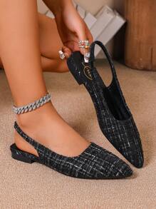 Women's Vintage Penny Loafers, French Romantic Pointed Toe Low-Heeled Hollow Out Shoes For Spring/Summer - Black - View 5