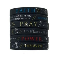 1 pièce/3 pièces Bracelets en caoutchouc silicone Bible Pray Power of Faith
