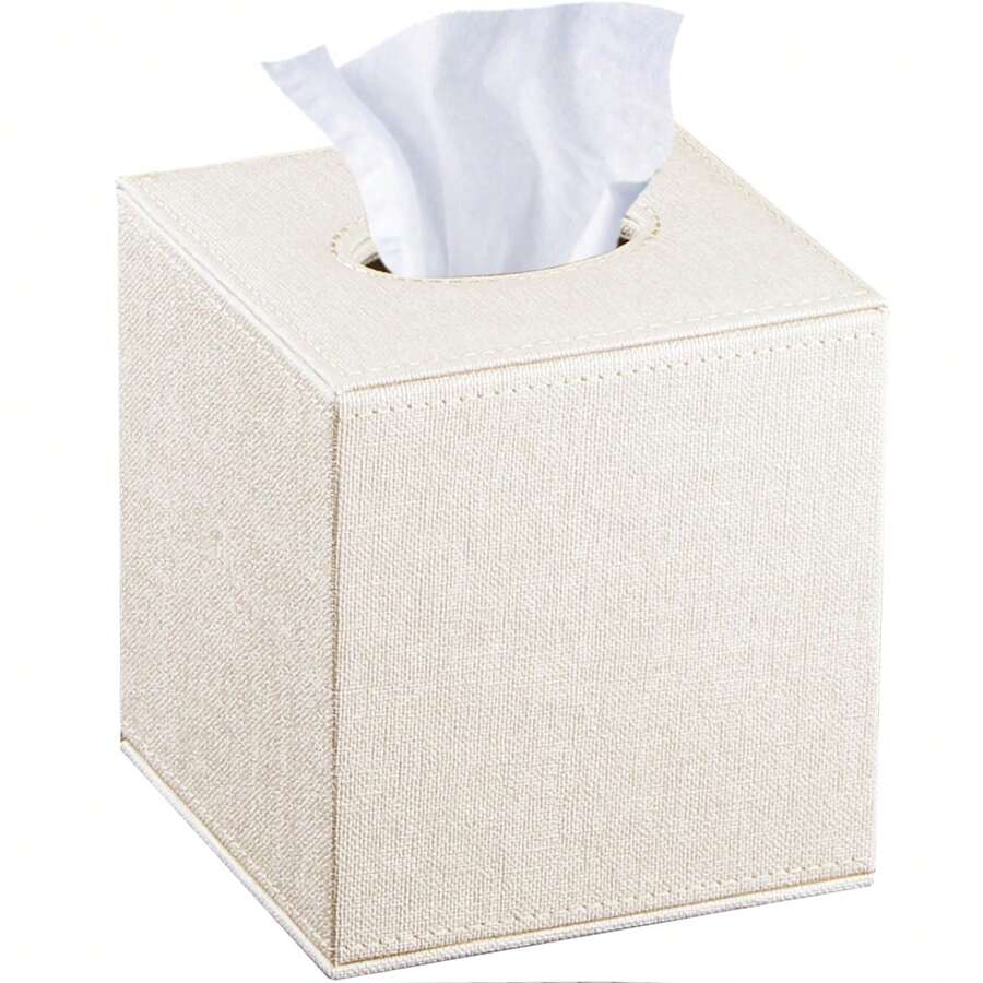 1 件纸巾盒，升级为 99% 兼容大尺寸，尺寸为 5.82 * 5.51 * 5.51 英寸，现代纸巾盒，皮革干纸巾盒，适用于浴室梳妆台、床头柜、餐桌和书桌。