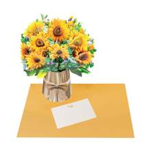 1pc 13-Inch Paper Flower Bouquet Greeting Card With Blank Note Card And Envelope, Ideal Gift For Celebrating Love, Birthday, Anniversary, Special Occasions, Valentine's Day,Back To School,School Supplies