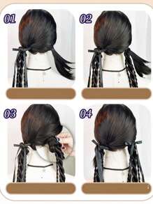 2pcs Synthetic 18Inch Ponytail Hair Extension Braided With Elastic Headband Box Ponytail For Kids