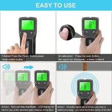 Backlit 5-In-1 Wall Scanner - Stud Finder For Wood, Metal & Live AC Wire Detection - Battery Powered (Batteries Not Included)