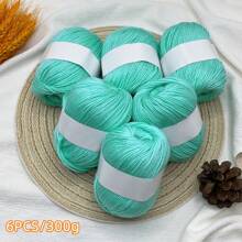 Set de 6 piezas de hilo de seda de lujo - Paquete de 6 piezas/300g de hilo tejido suave, adecuado para suéteres, bufandas, sombreros, mantas para bebés, etc., disponible en múltiples colores - Fibras de alta calidad, adecuado para tejer y ganchillo.