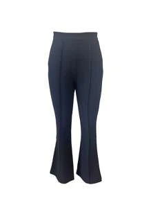 Old Money 高腰弹力腰带接缝细节修身休闲正装裤正式办公长裤 - 黑色 - 查看 1