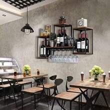 Wall Mounted Wine Rack Wine Racks Free Standing With 6 Stemware Glass Holders Solid Wood Bottle Rack For Kitchen Dining Room 106cm*20cm*55cm - as pic - View 5