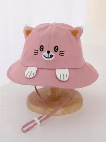 1pc Kids Outdoor Sun Protection Cartoon 3D Cute Cat Paw Design Bucket Hat, Suitable For Spring & Autumn