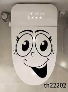 1 件卡通表情图案马桶盖贴花，PVC 马桶贴纸 - 防水，自粘式浴室装饰贴纸浴室地毯地毯秋季装饰浴室配件 - 彩色 - 查看 11