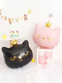 Decoração de Aniversário Conjunto para Fotografia: Coroa, Balão de Gato, Decoração de Festa, Balão de Gato, Coroa de Gato Preto, Balão de Folha, Decoração de Balão para Feriado e Jardim