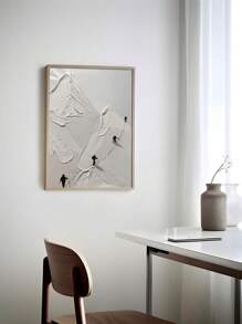 1幅白色雪山登山者帆布墙画 - 高品质装饰画，厚实纹理设计，适用于客厅、卧室或办公室装饰，山景墙画，不含画框 - 彩色 - 查看 4