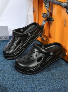 Women's Black Slip-On Casual Breathable Hollow Shoes, Comfortable And Versatile For Home, Festivals And Outings - Black - View 3