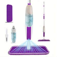 Mops For Floor Cleaning Wet Spray Mop With Bottle And 1/4 Washable Microfiber Pads Home Or Commercial Use Dry Wet Flat Mop For Hardwood Laminate Wood Ceramic - White Purple - View 9