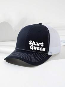 1 款男女通用“Shart Queen”字母印花网眼棒球帽，户外太阳帽，礼物，可调节，卡车司机帽适合日常佩戴 - A - 查看 9