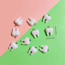 10 件独特牙齿形状珠宝工艺品 DIY 吊坠、耳环、项链、手链、钥匙扣、包饰、树脂配件 - 獨特牙齒 - 查看 4