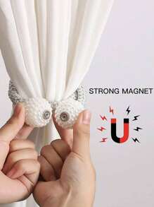 4pcs Faux Pearl Decor Holdback, Modern Zinc Alloy Curtain Buckle For Home - Multicolor - View 5