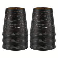1 pezzo / 2 pezzi Paralume metallico con interno dorato e esterno nero, con motivo a foglie intagliate e a tema forestale, adatto per lampada da tavolo, lampada da terra, lampadario, lampada a candela, lampada da parete, attacco E27 e paralume a molletta