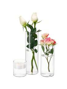 Juego de 6/3/1 pieza de jarrones de vidrio para flores, jarrones altos y claros para centros de mesa, decoraciones de boda, portavelas flotantes de 3 diámetros diferentes, jarrones modernos y sencillos para cenas formales y decoración del hogar