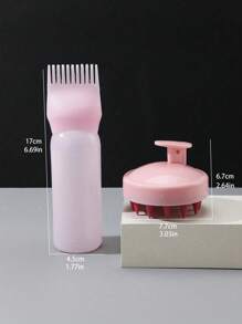 2 件，1 件带齿干洗瓶洗发水瓶染发烫发发廊挤压瓶刻度瓶烫发瓶美发用品，和 1 件洗发梳头皮按摩器，2 合 1 干/湿发头皮按摩器洗发刷头皮护理刷用于头皮护理，适用于男士、女士和儿童 - 彩色 - 查看 4