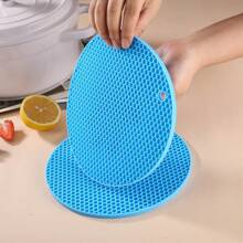 4 piezas de manteles individuales aislantes del calor de colores aleatorios, base de mesa antideslizante - Negro - Ver 2