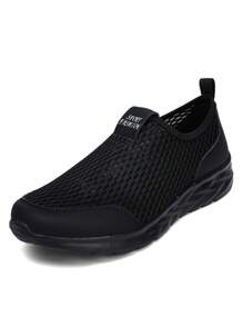 Giày thể thao Unisex Slip-On Casual, Giày thể thao lưới thoáng khí cho nam, Giày thể thao ngoài trời nhẹ phù hợp để mang hàng ngày, Size 36-45 - màu đen - Xem 4